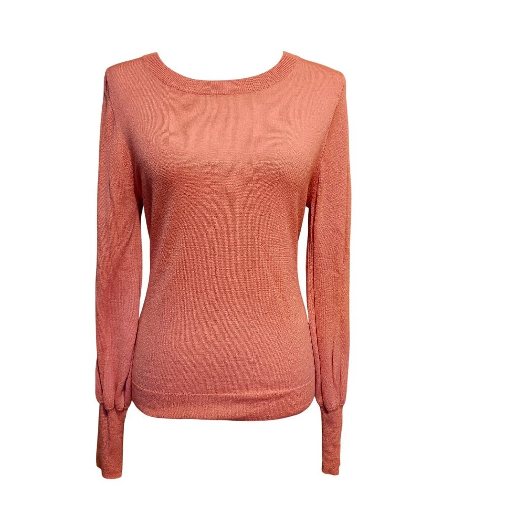 Halogen Womens Size Small Pink Sweater Lightweight Pullover Long Balloon Sleeves